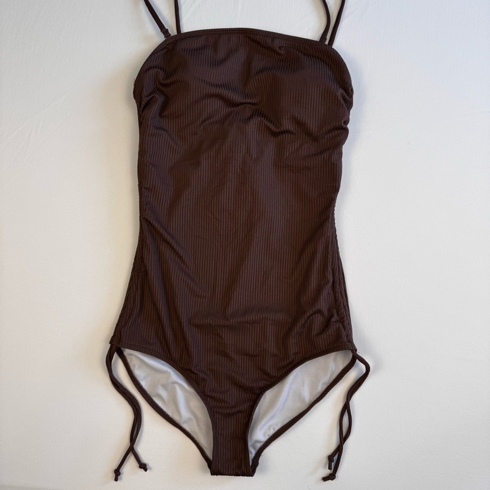 Aleumdr Women's Ribbed One Piece Tummy Control Swimsuit Cheeky Tie Side Size Sm - Picture 11 of 11